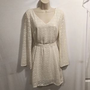 Small White Long Sleeve Peppermint Dress